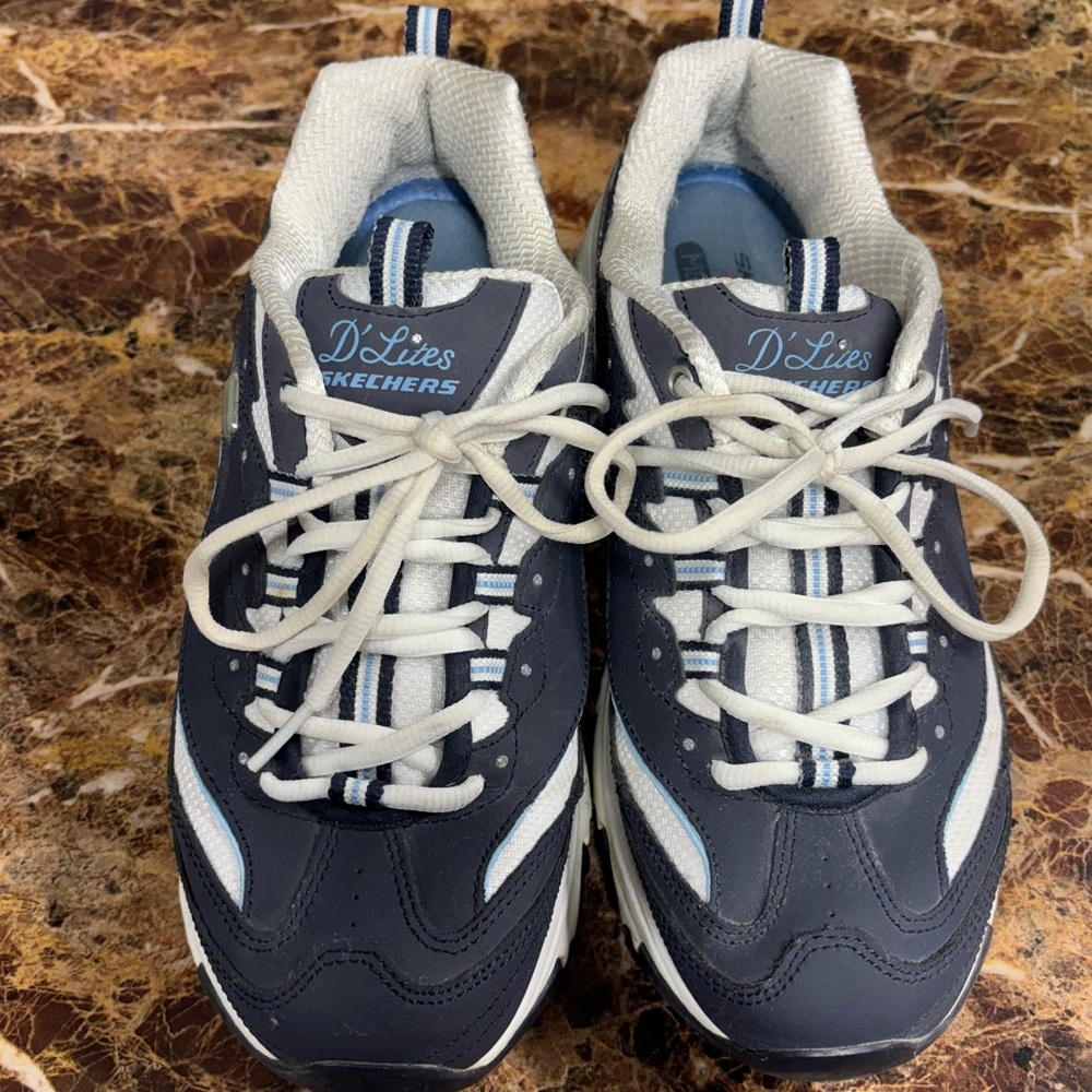 Skechers Women’s Navy and White Sneakers D’Lites gently used